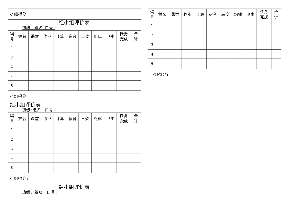 小学生班级管理小组评价表_第2页