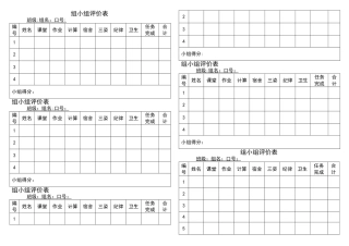 小学生班级管理小组评价表