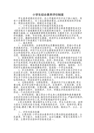 小学生综合素质评价制度