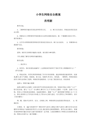 小学生网络安全教案