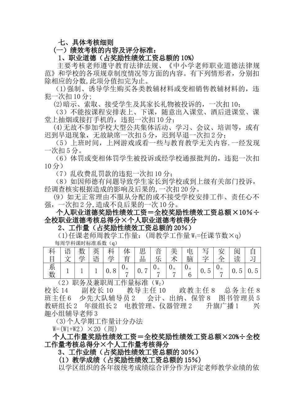 小学绩效考核方案_第2页