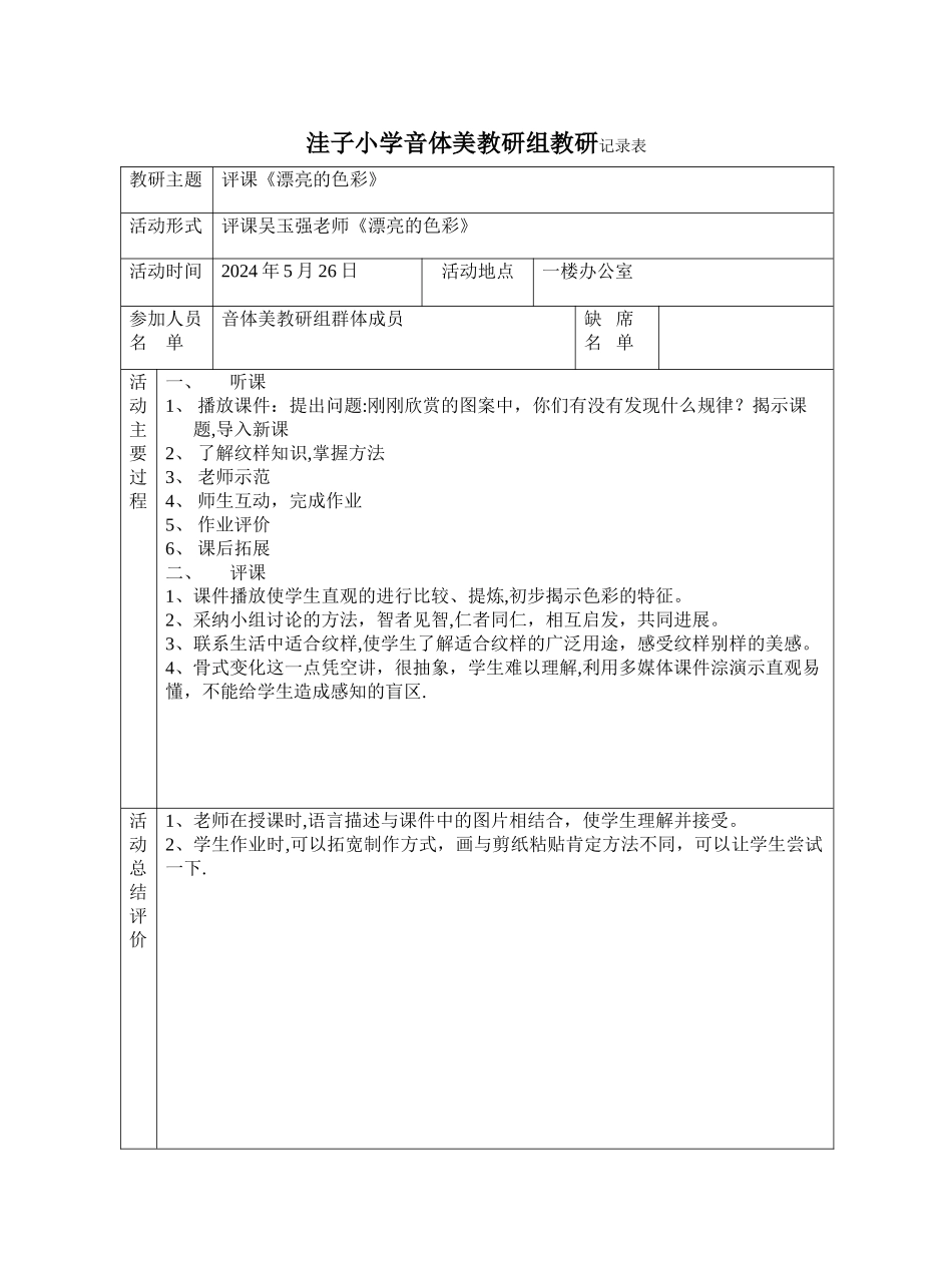 小学美术教研组活动记录表_第1页