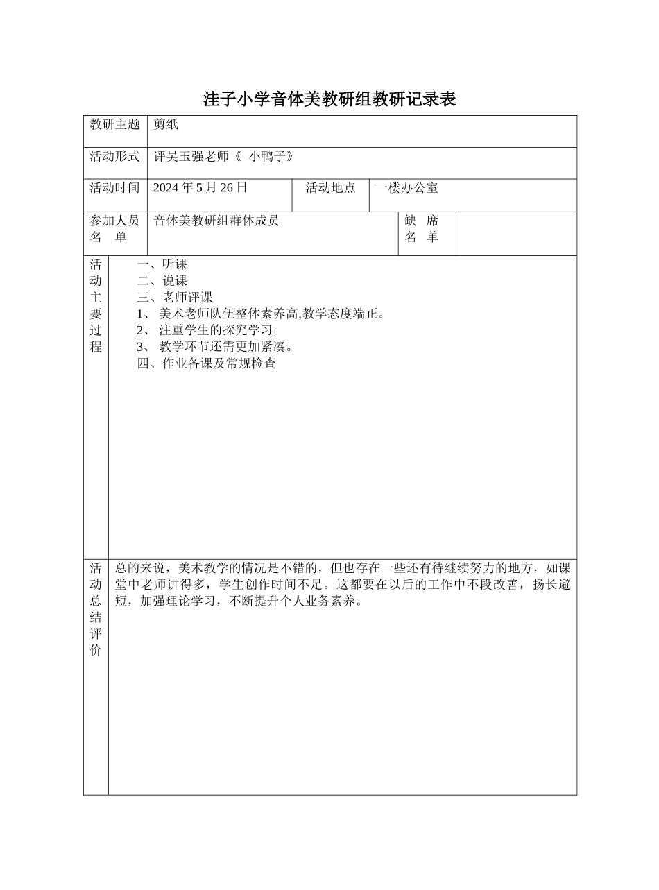 小学美术教研组活动记录表_第2页