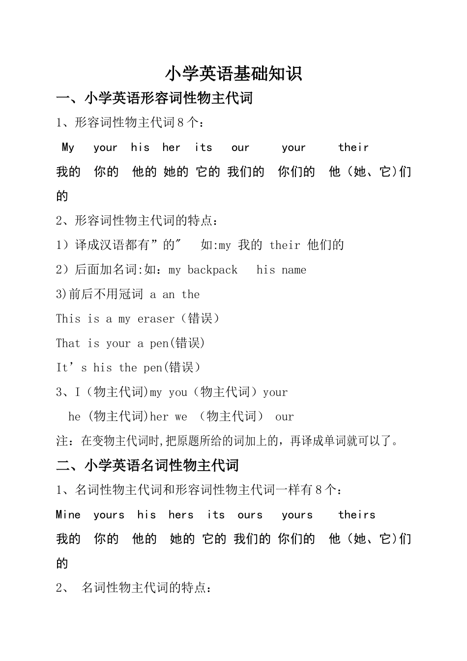 小学英语基础知识总结_第1页
