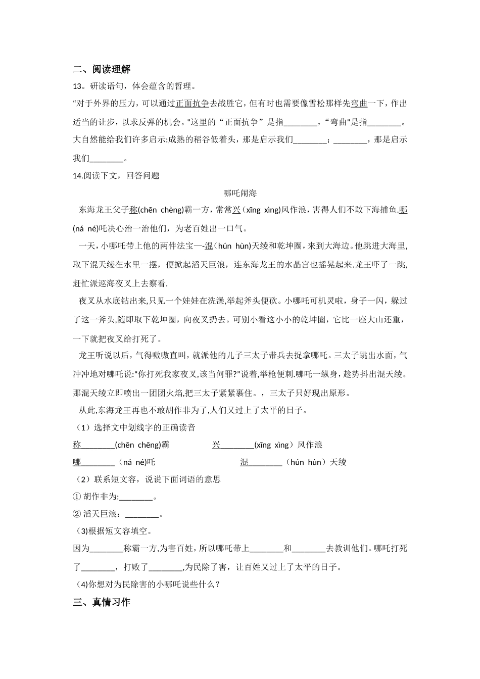 小学语文小升初试卷_第3页