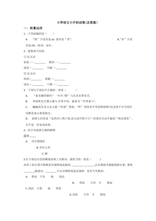 小学语文小升初试卷