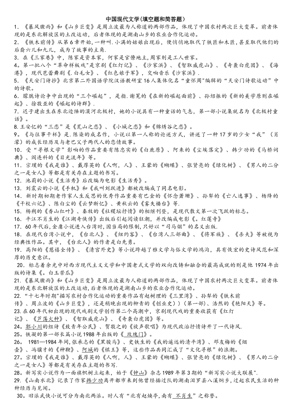 2025年电大作业当代填空题_第1页