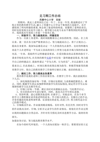 小学语文教师见习期工作总结汇报(自改)