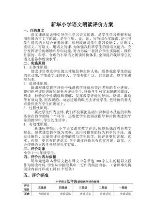 小学语文朗读评价方案