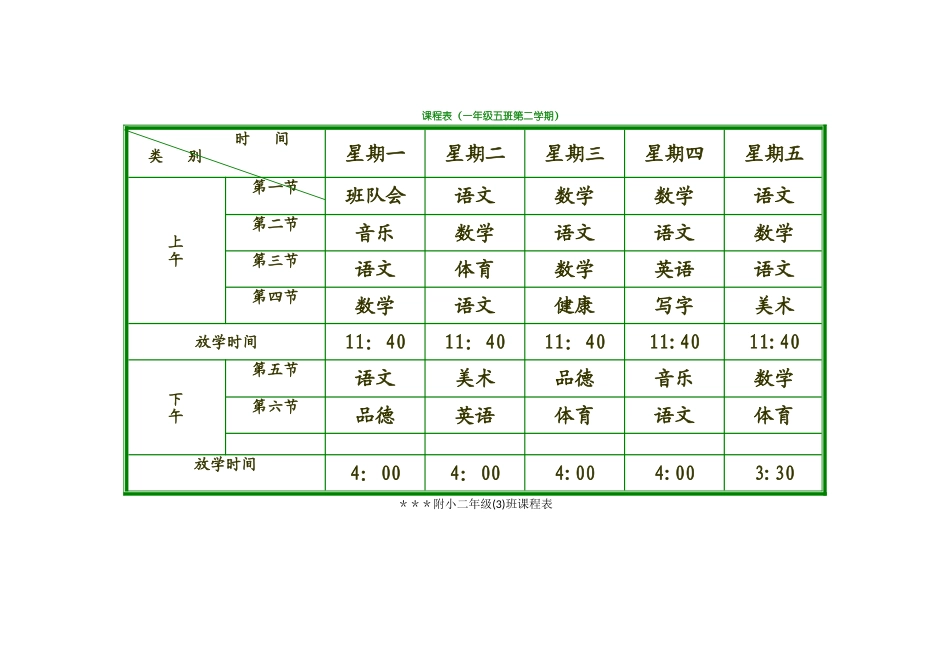 小学课程表电子模板(1)_第1页