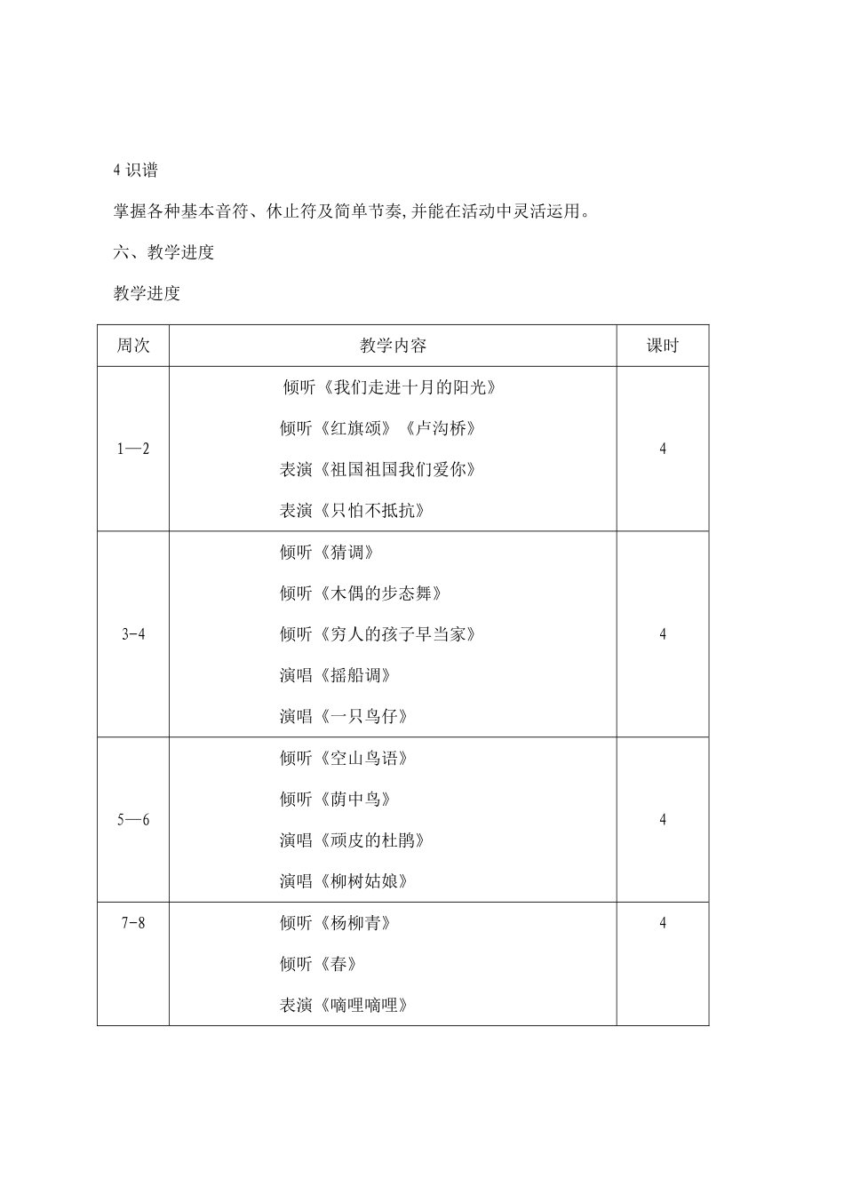 小学音乐三年级下册教学计划_第3页