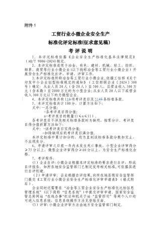 小微企业安全生产标准化评审标准