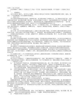 小班12月份工作总结
