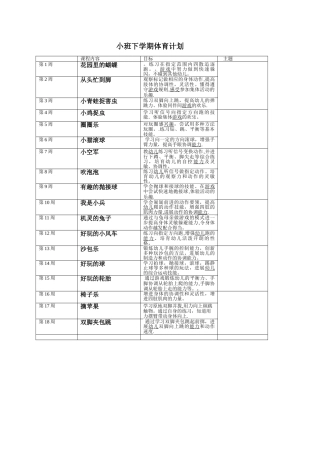 小班下学期体育活动计划