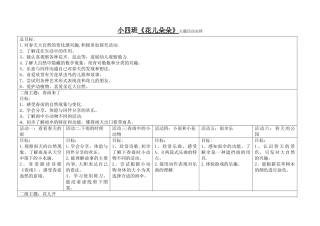 小班主题活动安排表