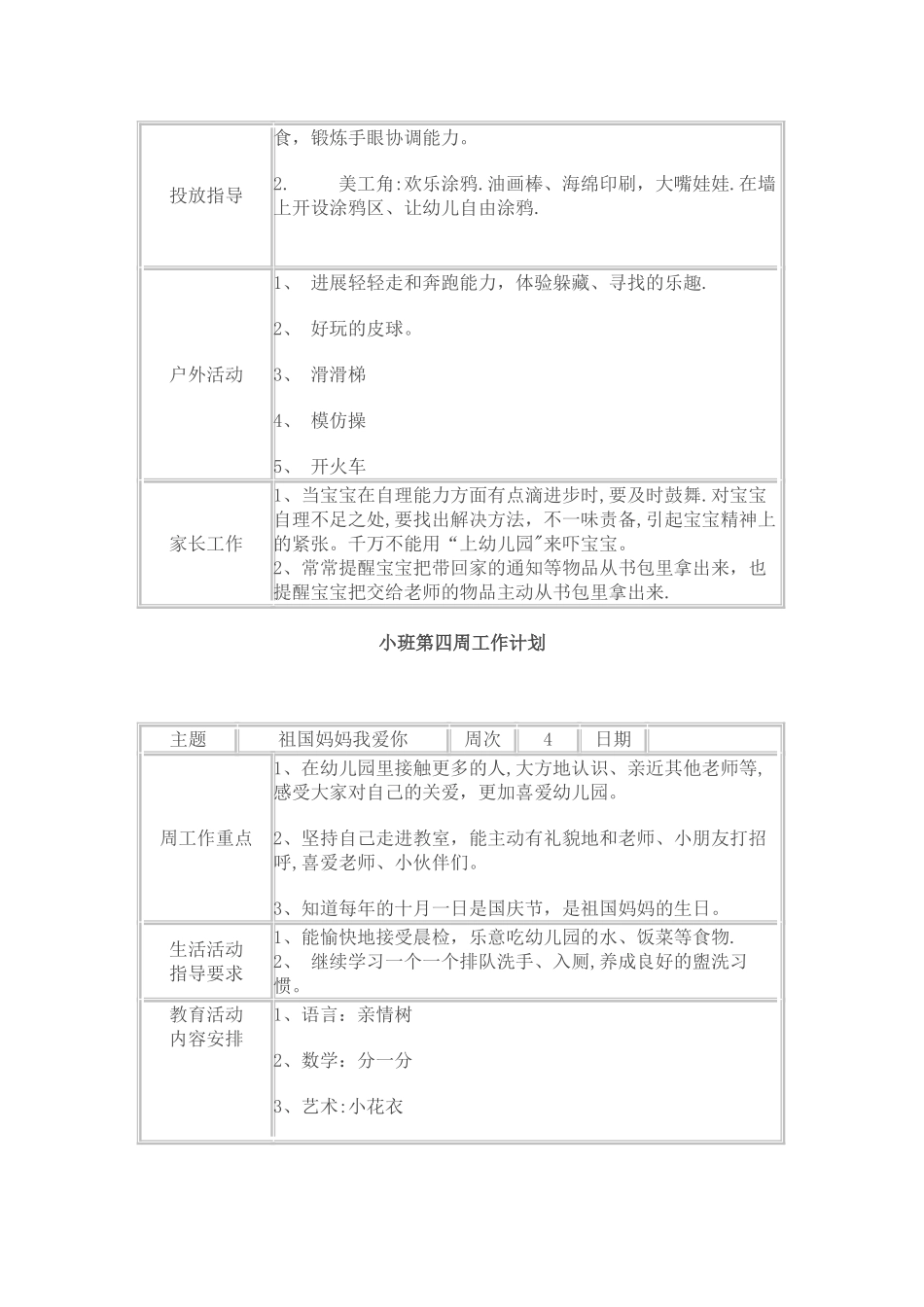 小班周工作计划上_第3页