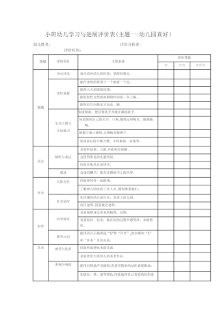 小班幼儿发展评价表