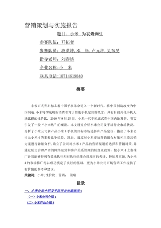 小米手机营销策划方案