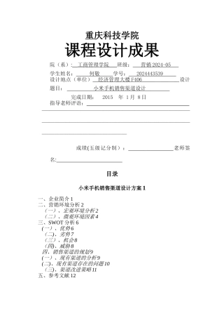 小米手机销售渠道设计方案