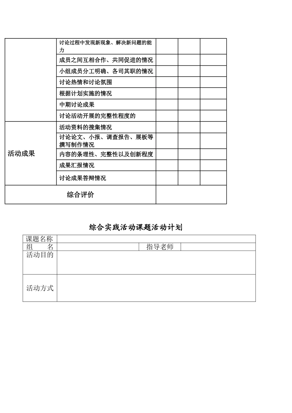 小组分工表等各表格_第3页