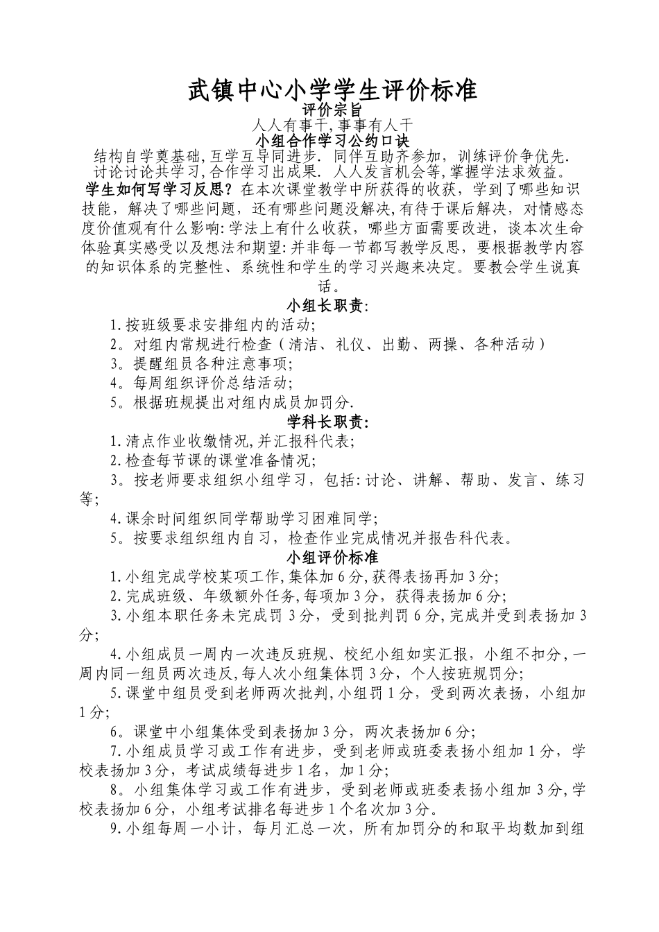 小组学习评价标准及记录表_第1页