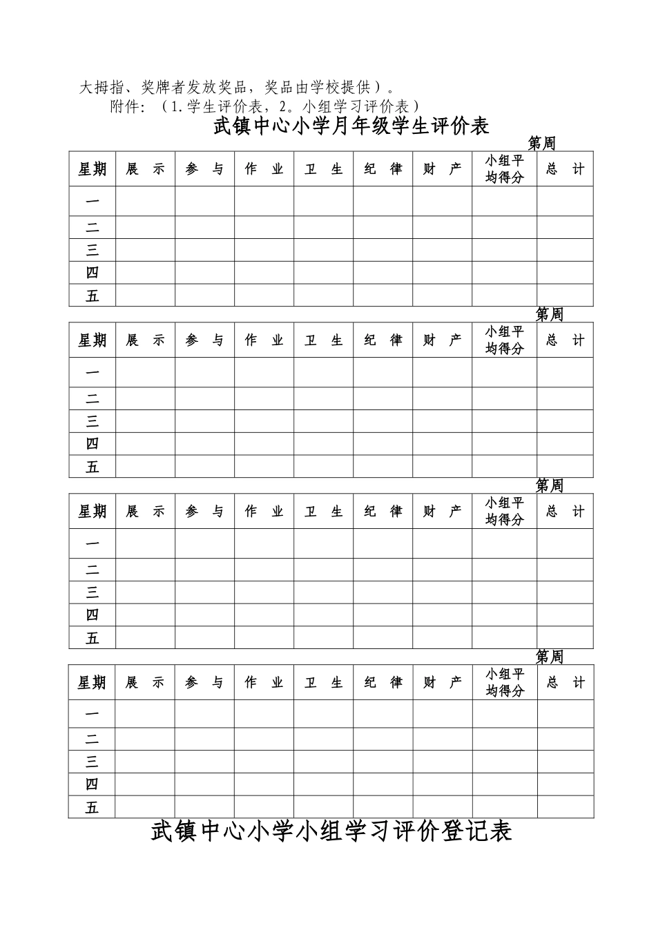 小组学习评价标准及记录表_第3页