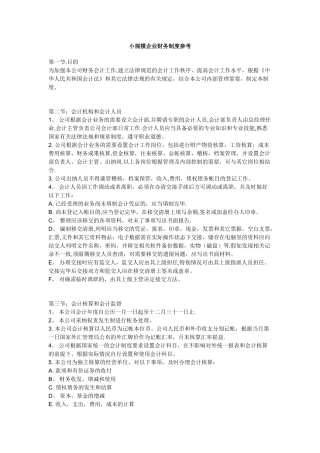 小规模企业财务制度参考