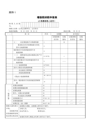 小规模申报表模板