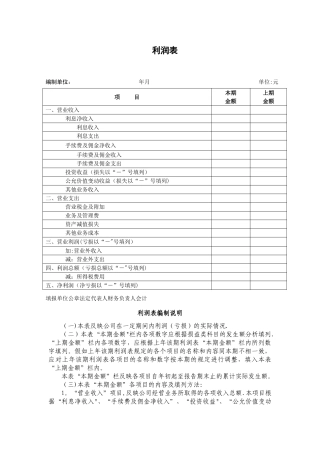 小贷公司利润表格式及编制说明