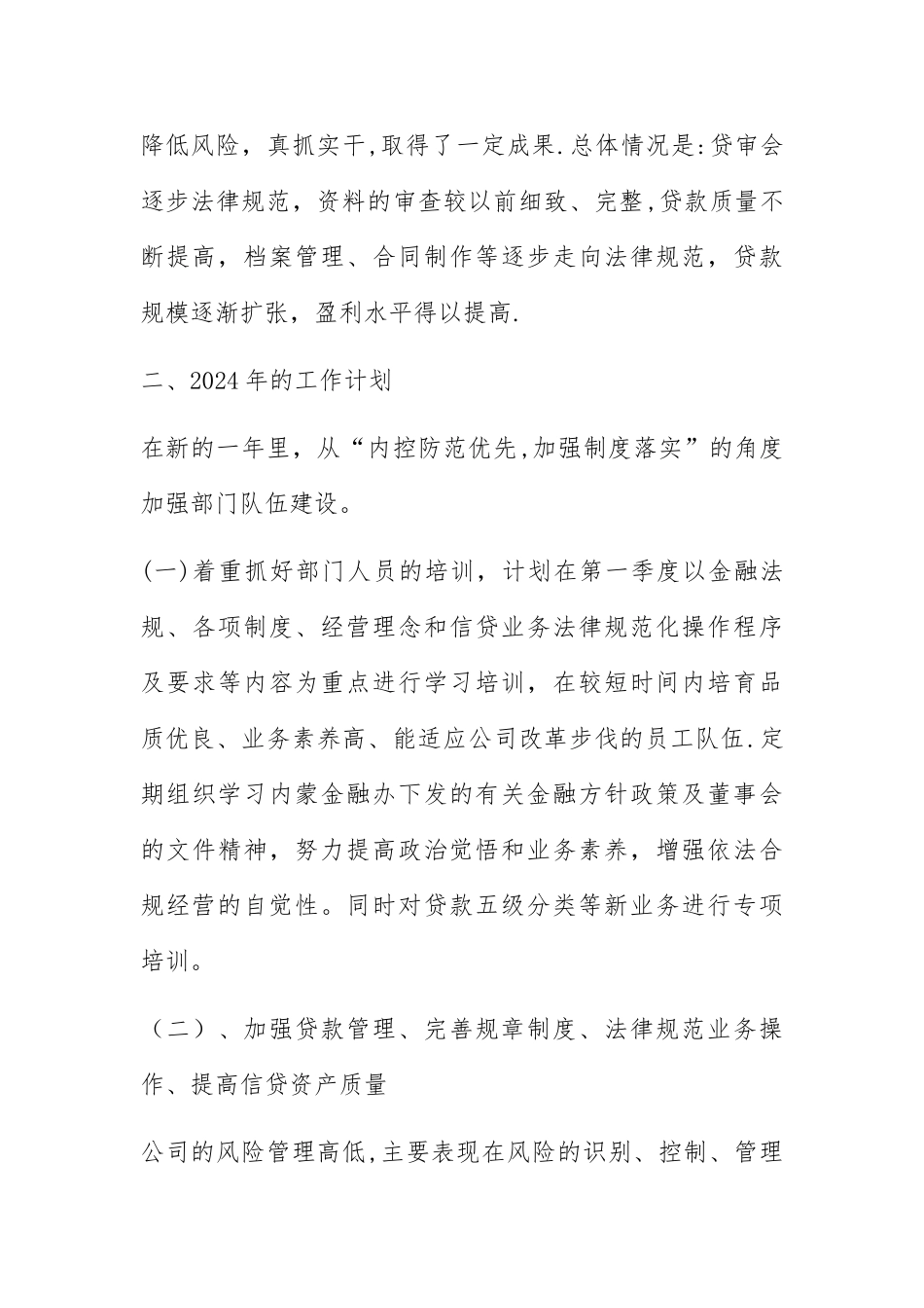 小贷公司风控中心工作总结及工作打算_第2页