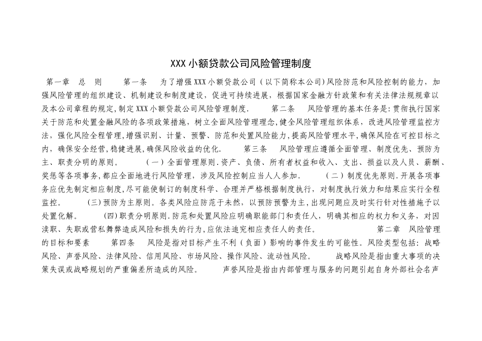 小额贷款公司风险管理制度_第1页