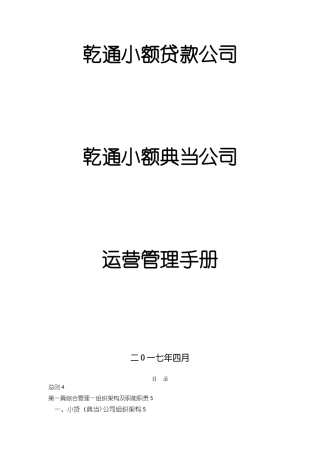 小额贷款运营管理手册