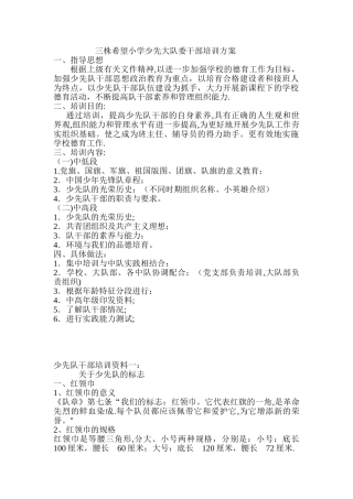 少先大队委干部培训方案材料、总结