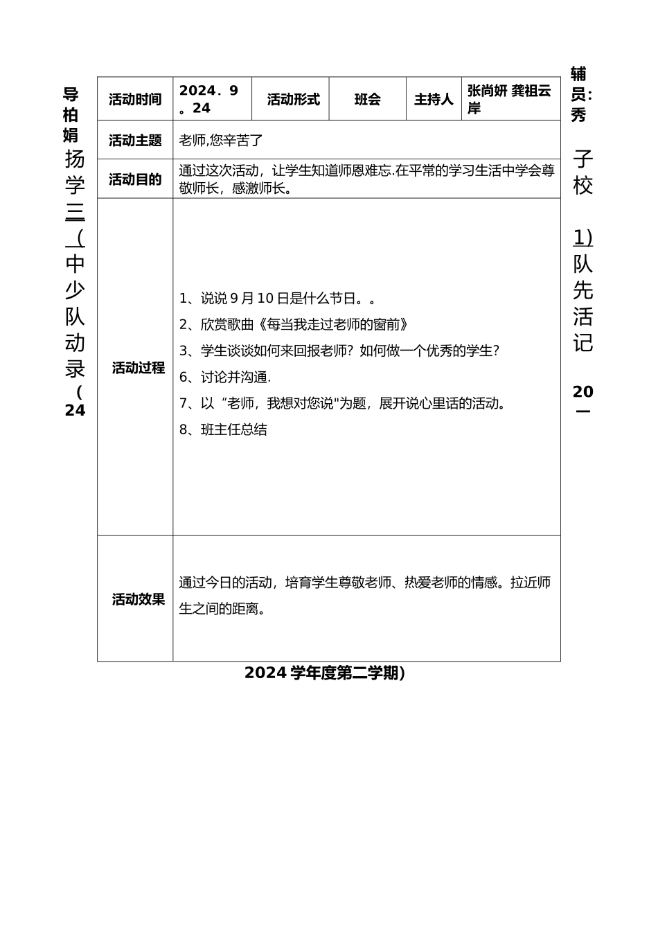 少先队活动记录表格模板_第2页