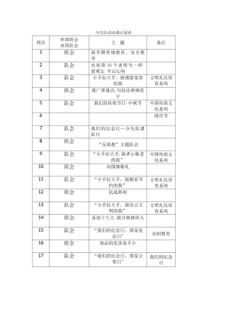 少先队活动课计划表