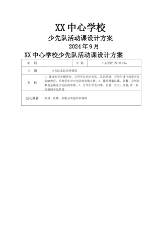 少先队礼仪规范主题班会方案