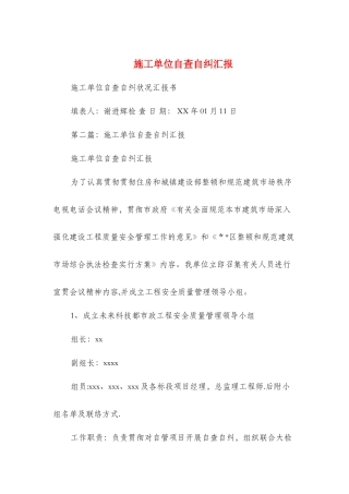 2025年施工管理施工单位自查自纠报告与施工员专业技术报告汇编
