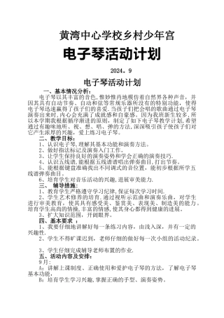 少年宫电子琴活动计划