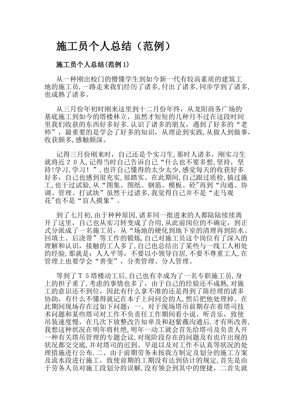 2025年施工员个人总结范例_第1页