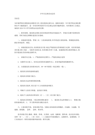 少年宫足球活动总结