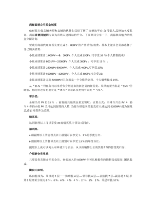 尚赫直销公司奖金制度