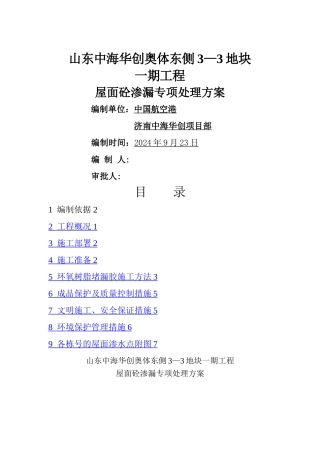 屋面渗漏专项处理方案