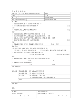 屋面节能监理旁站记录表