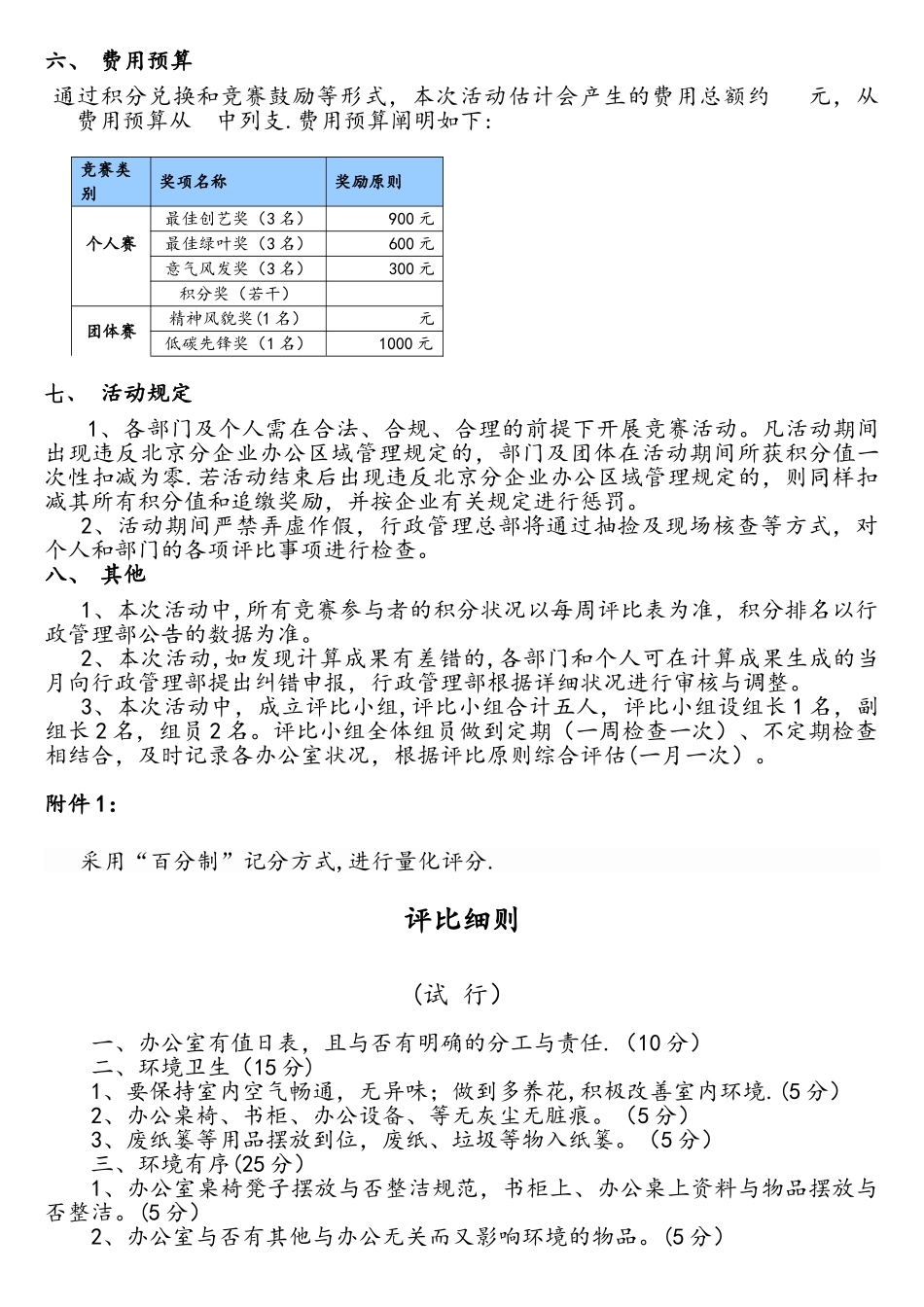 2025年办公室精神文明评比积分竞赛活动方案_第2页