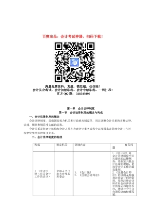 2025年会计从业资格考试财经法规知识点第一章会计法律制度