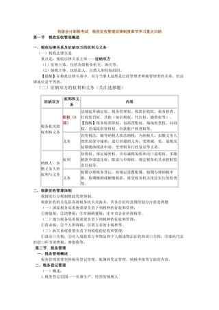 2025年税收征收管理法律制度章节学习重点归纳