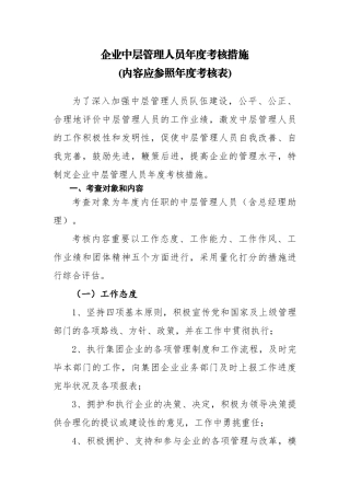 2025年中层管理人员考核办法