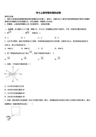 2025年北京师范大学附属中学七年级数学第一学期期末学业水平测试试题含解析