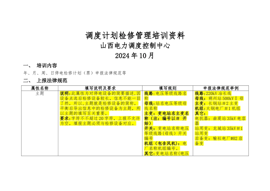 山西省调电力调度控制中心检修计划培训资料_第1页