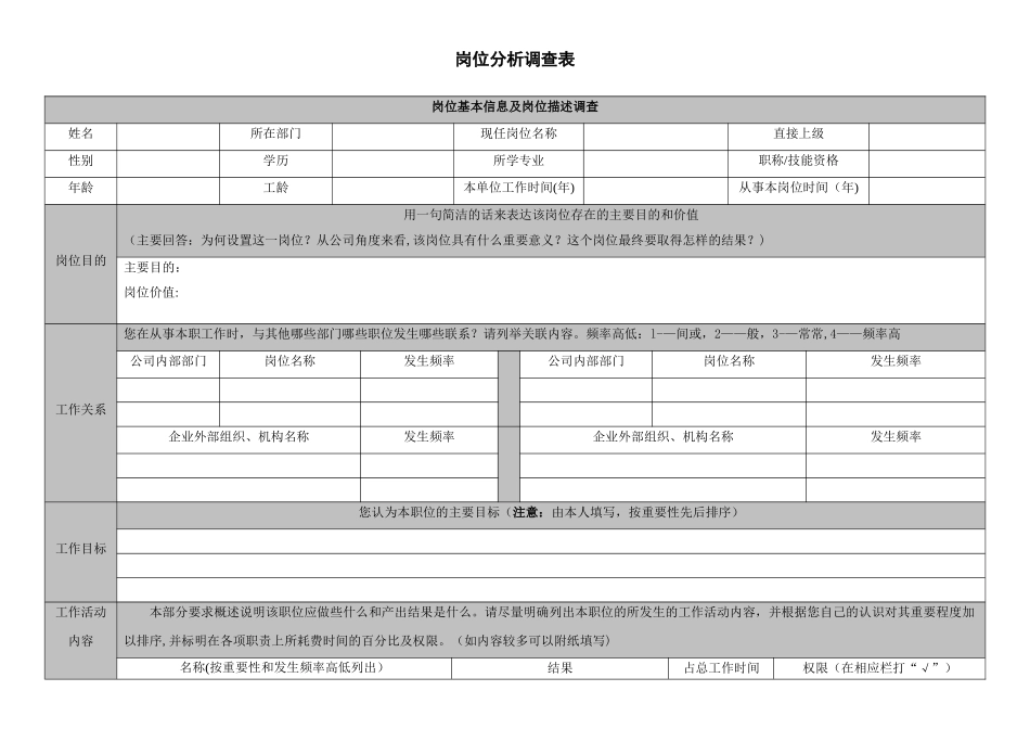 岗位分析调查表--_第1页